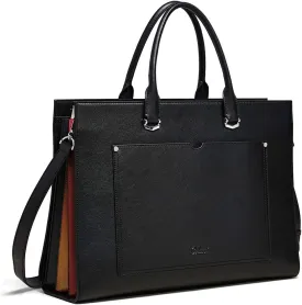 CLUCI Leather Briefcase for Women Laptop 15.6 Inch Professional Business Work Ladies Computer Handbag Shoulder Bag
