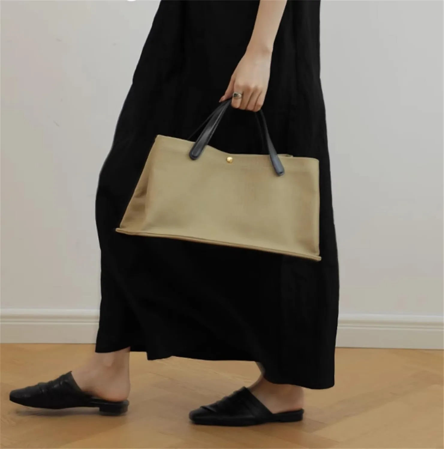 Commuting Bags -Women's Canvas Patchwork Handbag Large Shopping Casual Solid Color Tote Bag