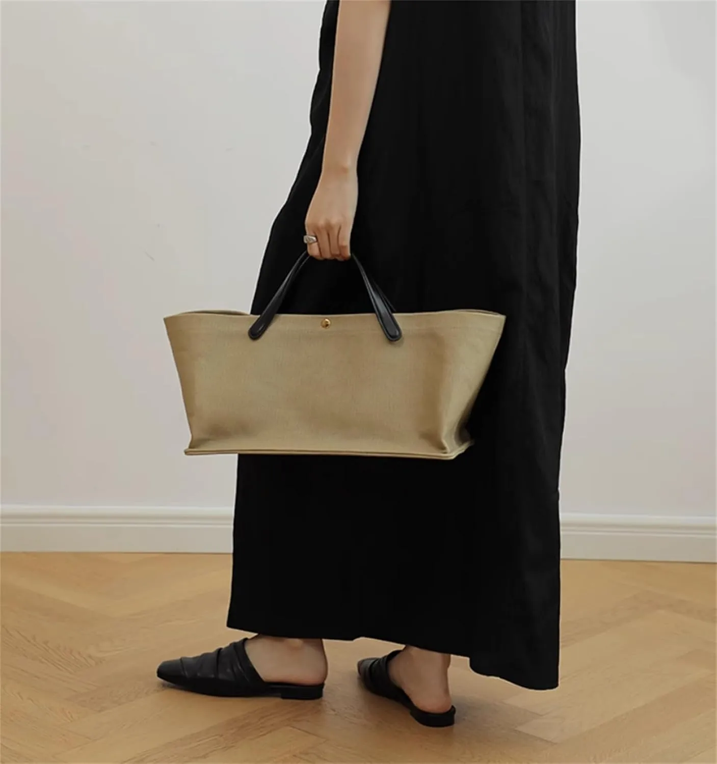Commuting Bags -Women's Canvas Patchwork Handbag Large Shopping Casual Solid Color Tote Bag