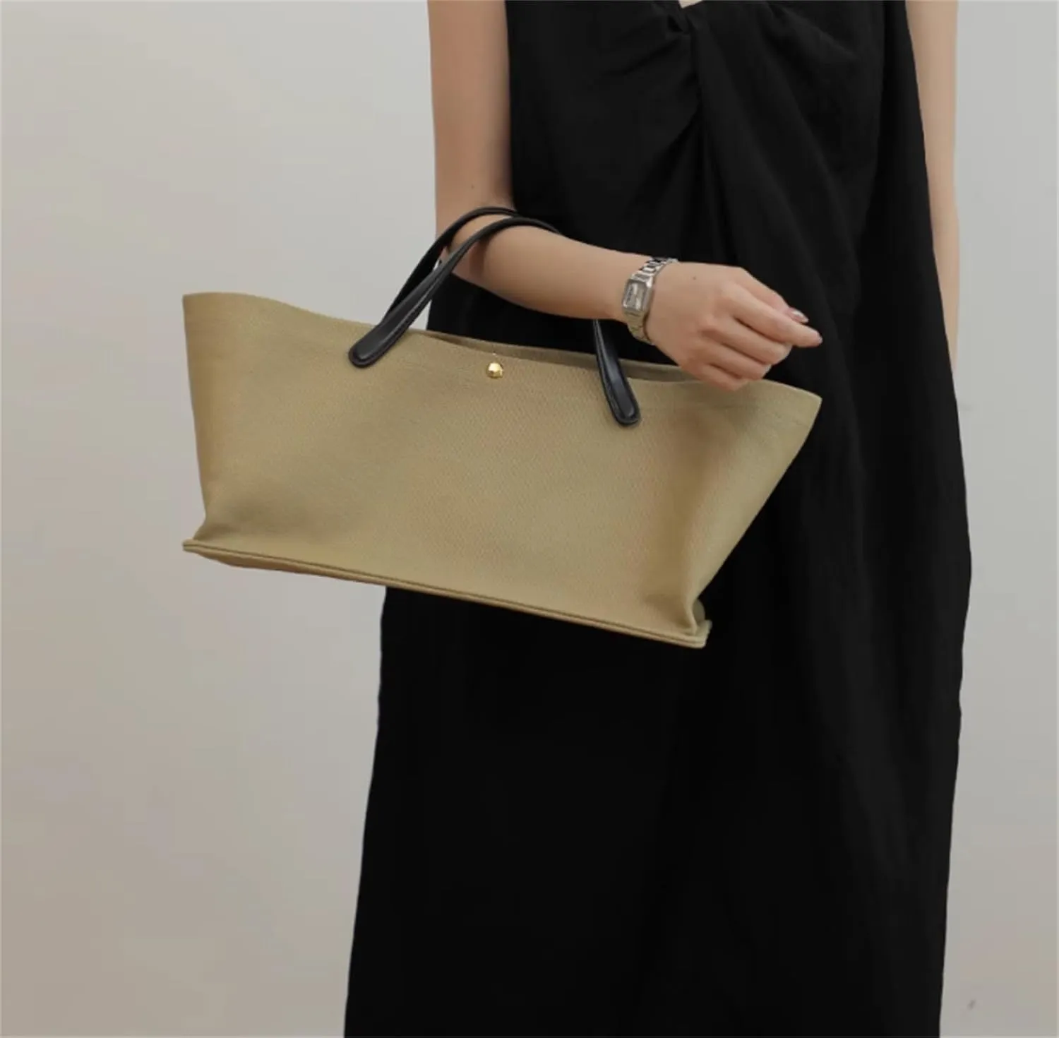 Commuting Bags -Women's Canvas Patchwork Handbag Large Shopping Casual Solid Color Tote Bag