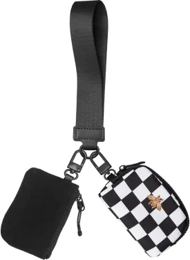COOLANS Mini Wristlet Wallets Dual Pouch,Around Wristlet Handbag Wallet for Women Zip Cards Holder,Wristlet Bracelet Purse