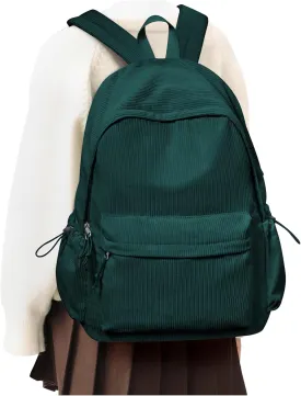 Corduroy Backpack for Women Men Cute College Backapck Aesthetic Backpack Preppy Backpacks Laptop Bags Women Commuter Back Pack Travel Backapck Casual Work Daypack Rucksack Peacock Blue