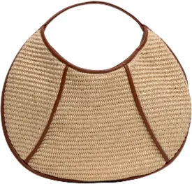 Cory Raffia with Leather Trim Bag, Ginger/Natural