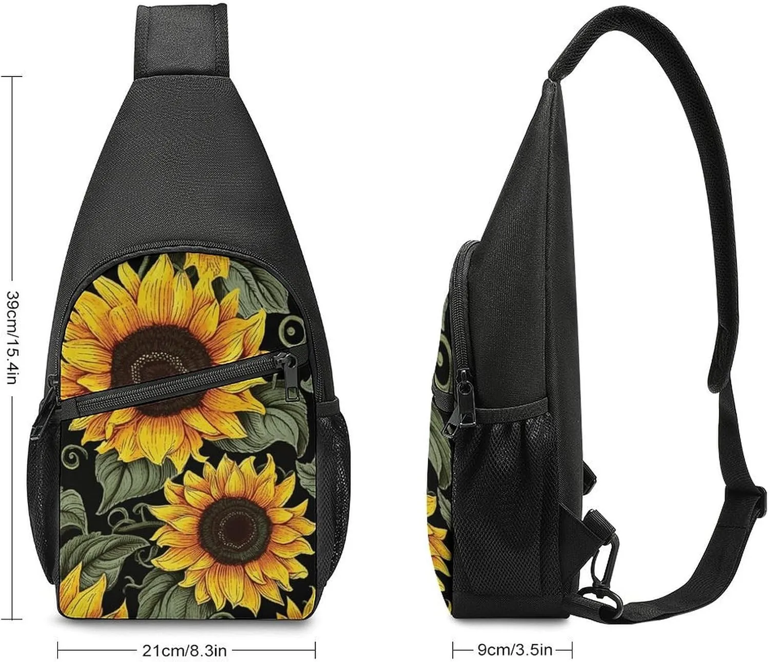 Crossbody Bag for Women Men Sling Bag Floral Swan Chest Bag Crossbody Adjustable Shoulder Bag