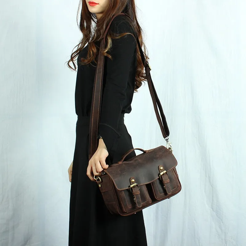 Crossbody Vintage Camera Leather Messenger Bag