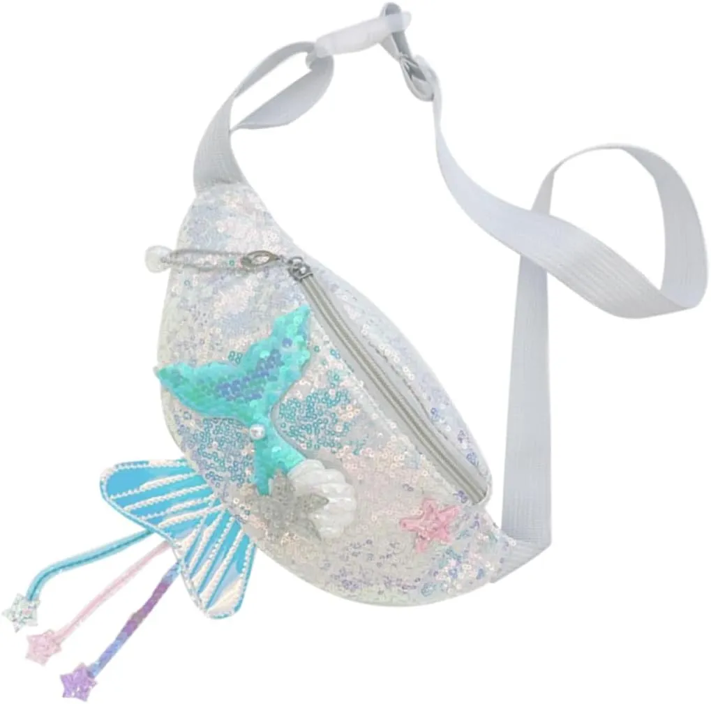 Cute Mermaid Sequin Fanny Pack for Girls Belt Bag Cartoon Design Girls Chest Bag Fashionable and Practical