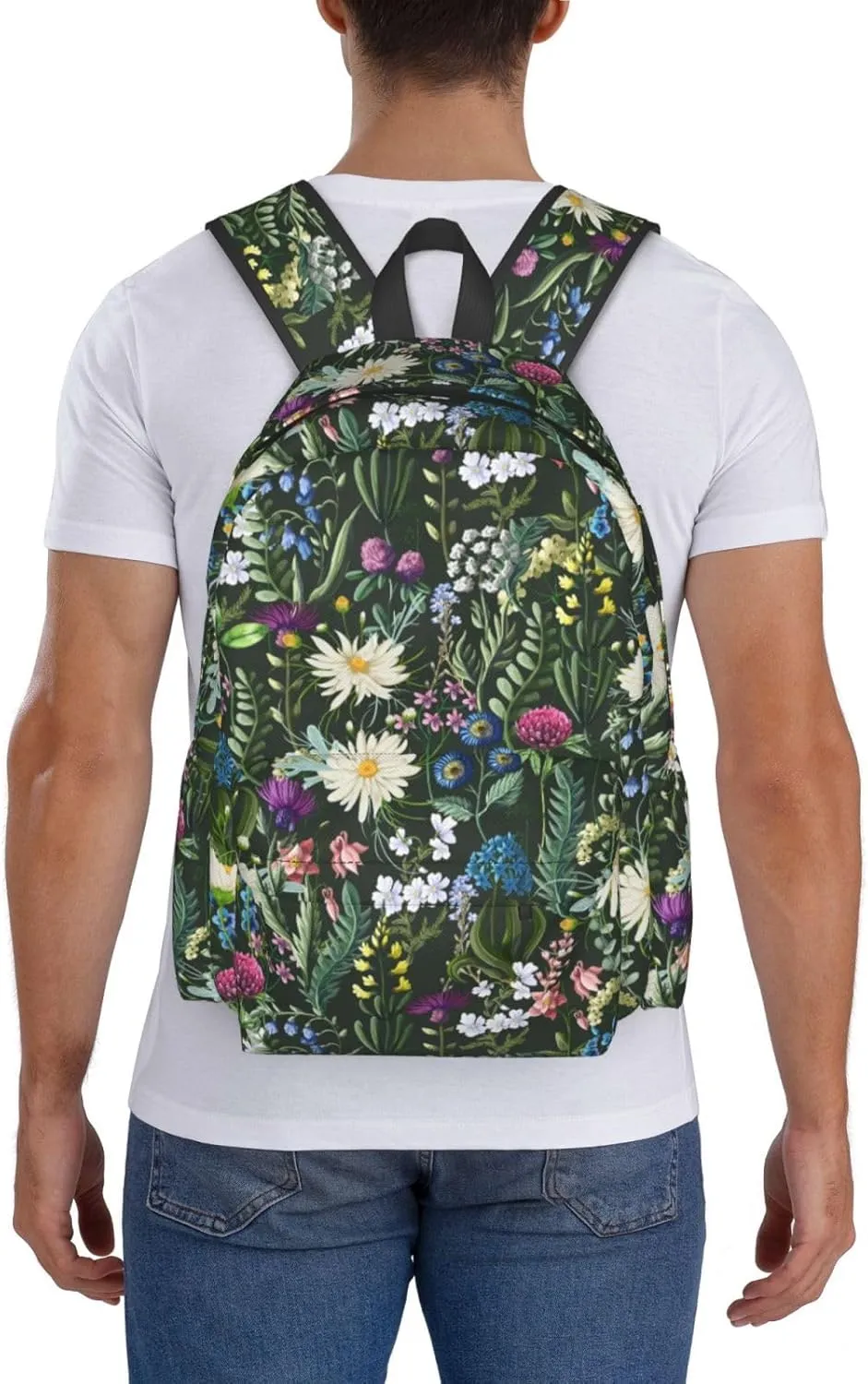 Daisies Wildwood Floral Stylish Backpack With Adjustable Padded Shoulder Straps Daypacks For College Travel