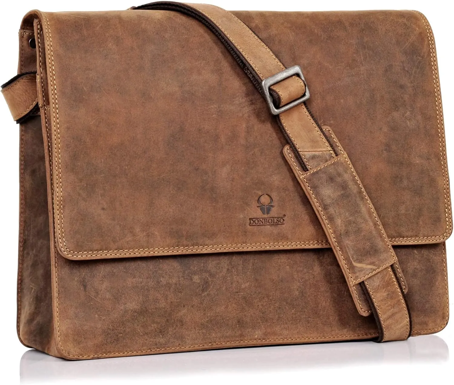 DONBOLSO Messenger Bag Barcelona I Handcrafted Leather Laptop Shoulder Bag for Men & Women