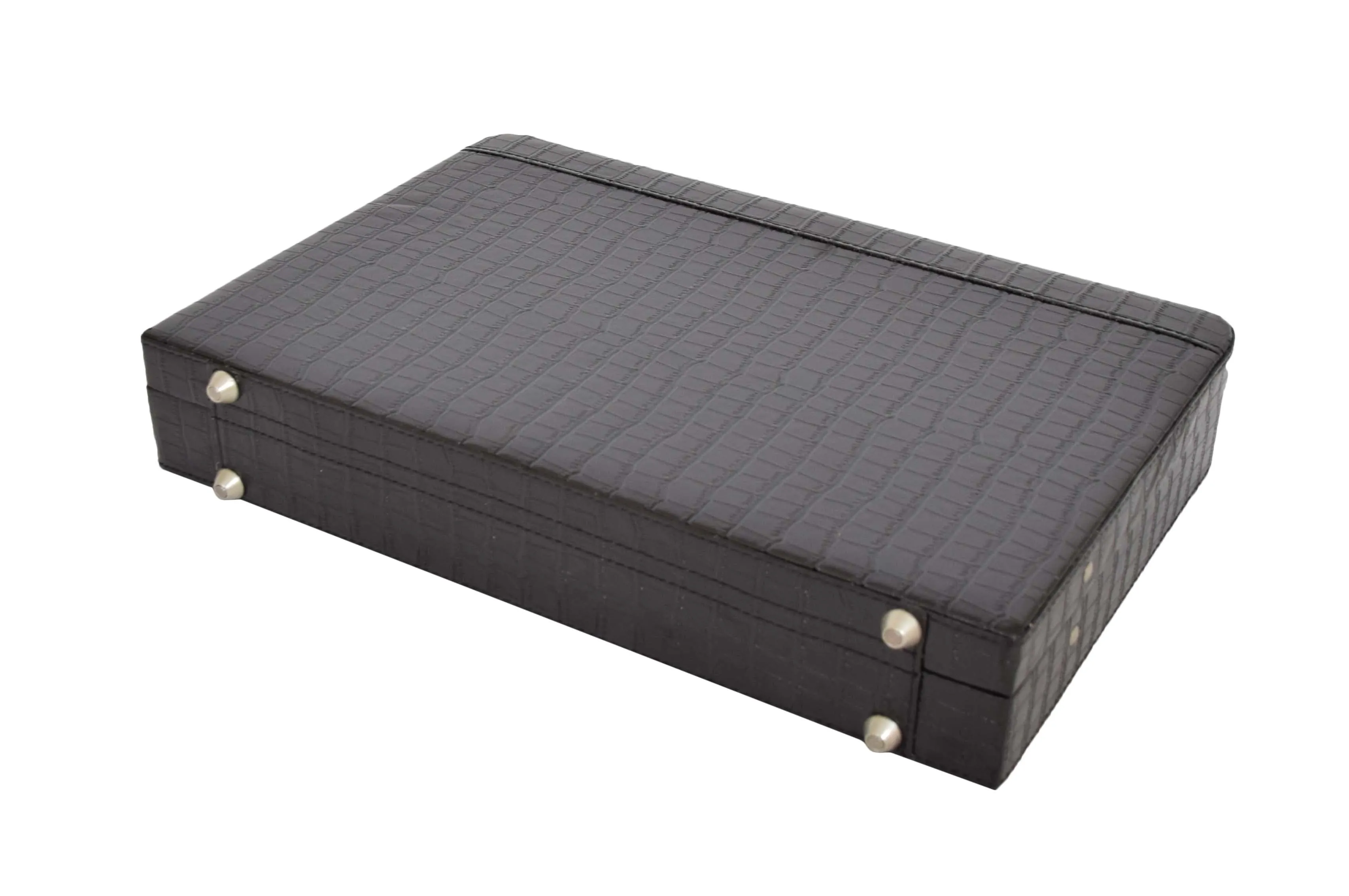 DR485 Croc Print Attache Small Briefcase Classic Faux Leather Bag Black