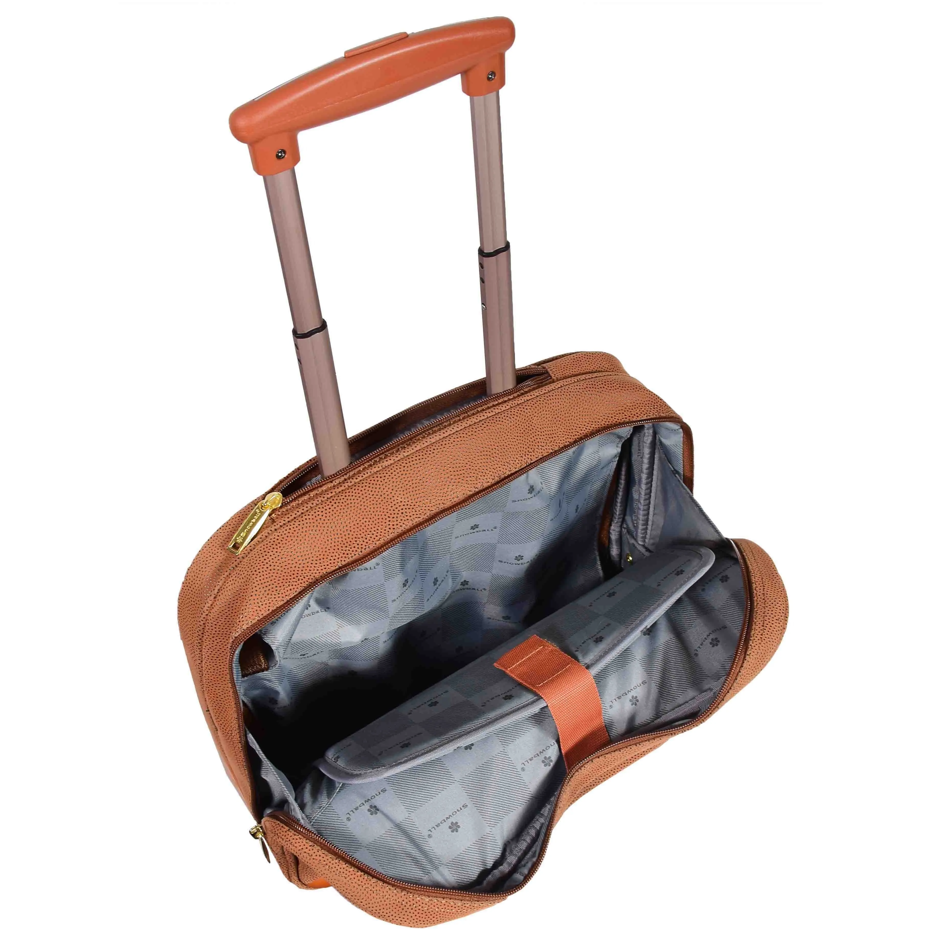 DR647 Faux Suede Briefcase Style Travel Bag Wheeled Pilot Case Camel