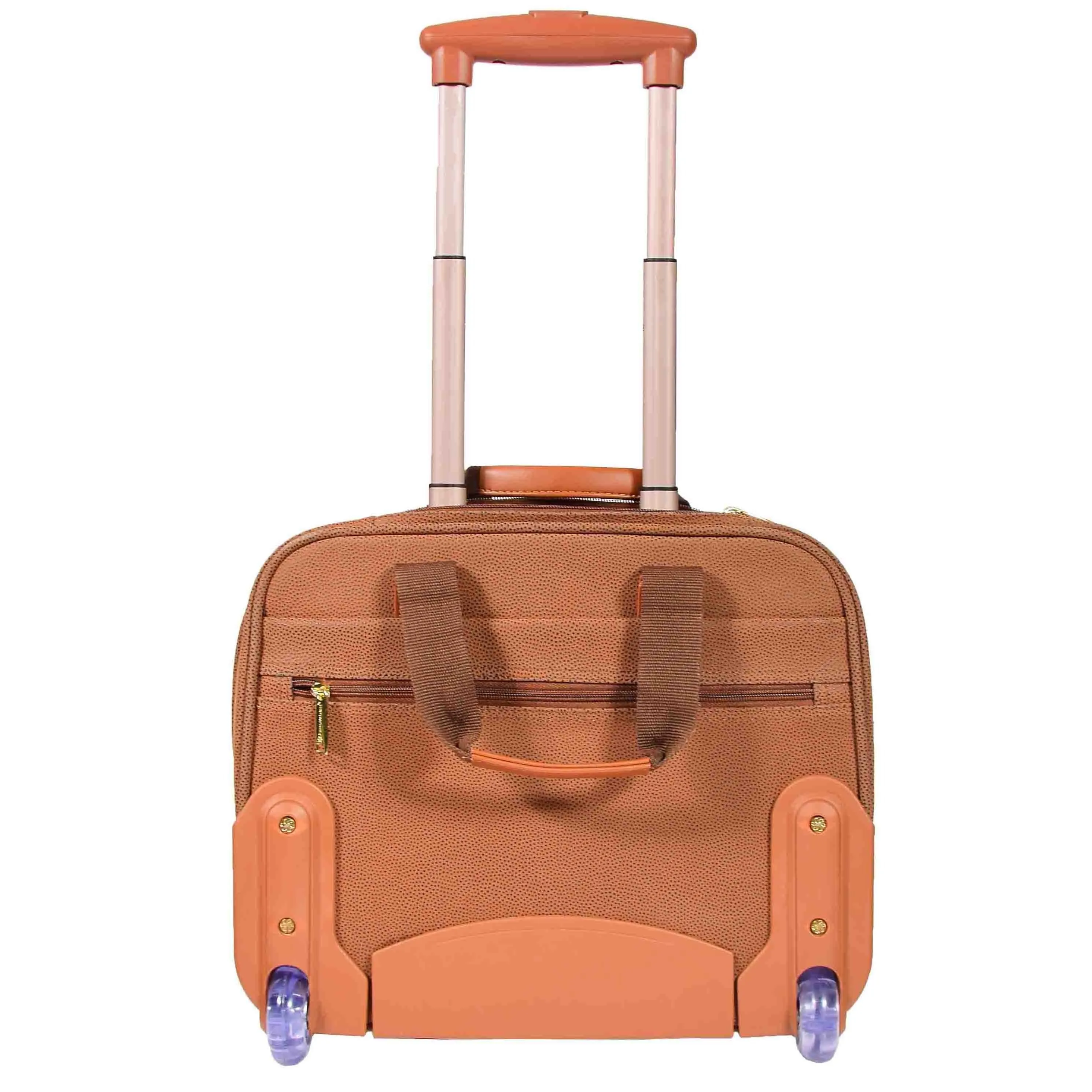 DR647 Faux Suede Briefcase Style Travel Bag Wheeled Pilot Case Camel