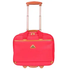 DR647 Faux Suede Briefcase Style Travel Bag Wheeled Pilot Case Red