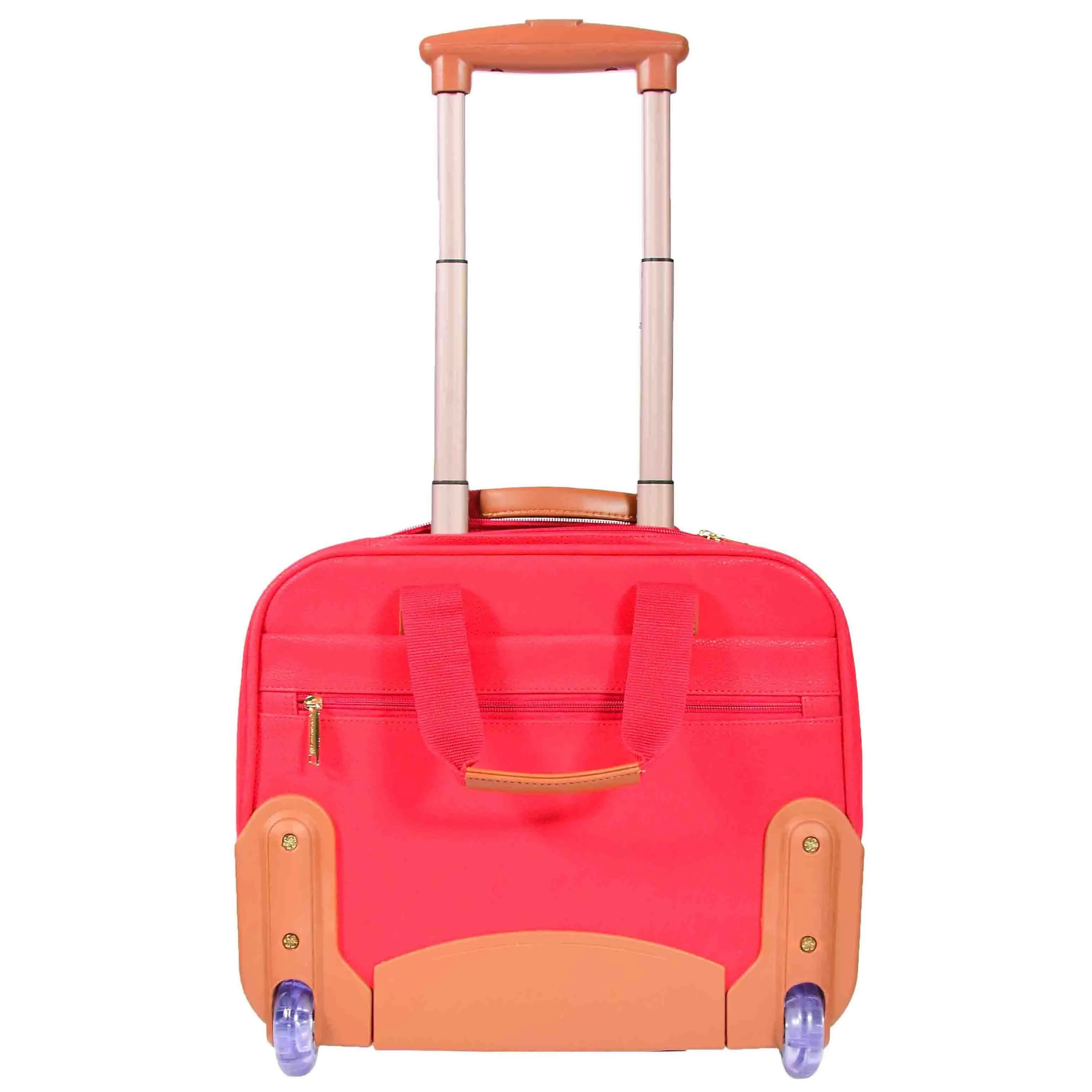 DR647 Faux Suede Briefcase Style Travel Bag Wheeled Pilot Case Red