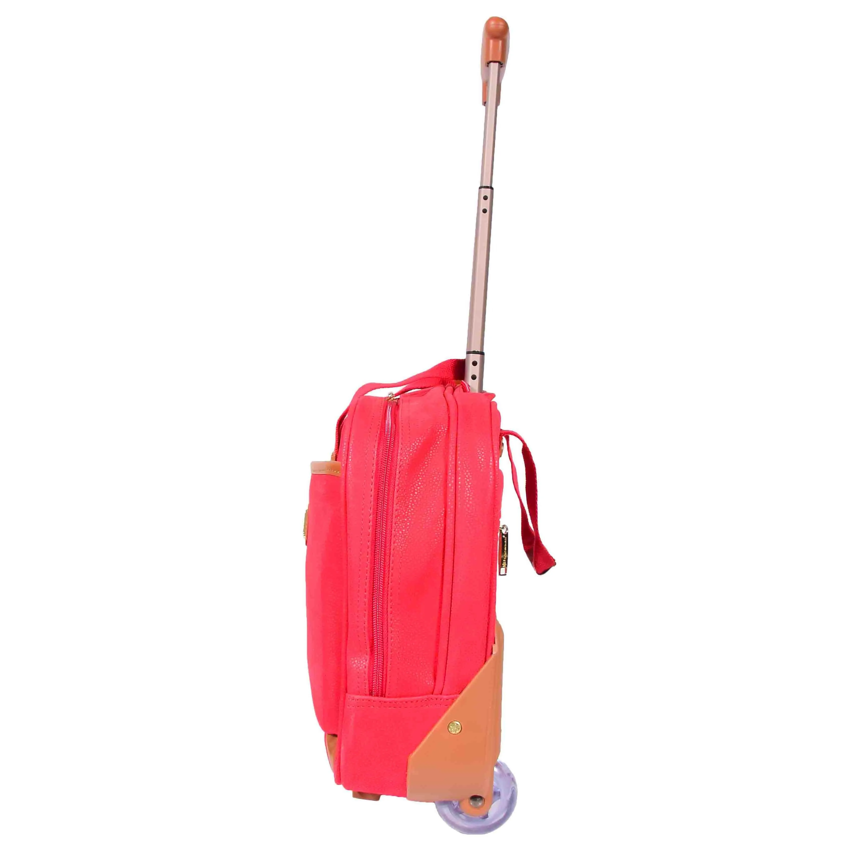DR647 Faux Suede Briefcase Style Travel Bag Wheeled Pilot Case Red