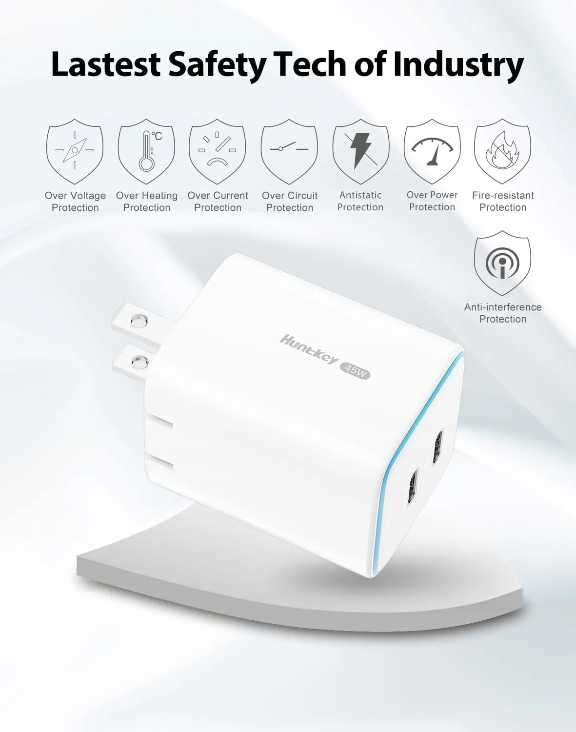 Dual USB C Chargers Foldable GaN Type C Charger Block with 5 Amp C to C Cable for iPhone 16/15 Pro Max/Galaxy S24 Ultra/S24 /S24/S23/Note 20/iPad