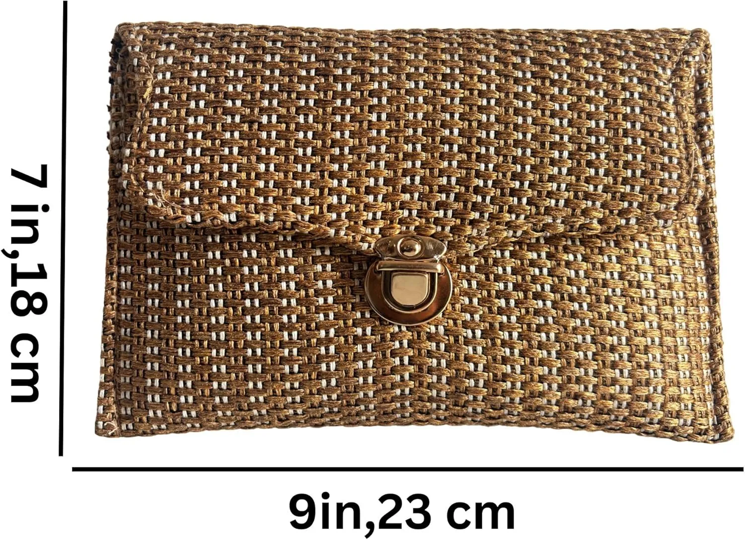 Elegant Woven Straw Envelope Bag Secure wicker with gold Chain Strap Clasp Stylish Summer Beach Clutch with Evening