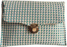 Elegant Woven Straw Envelope Bag Secure wicker with gold Chain Strap Clasp Stylish Summer Beach Clutch with Evening