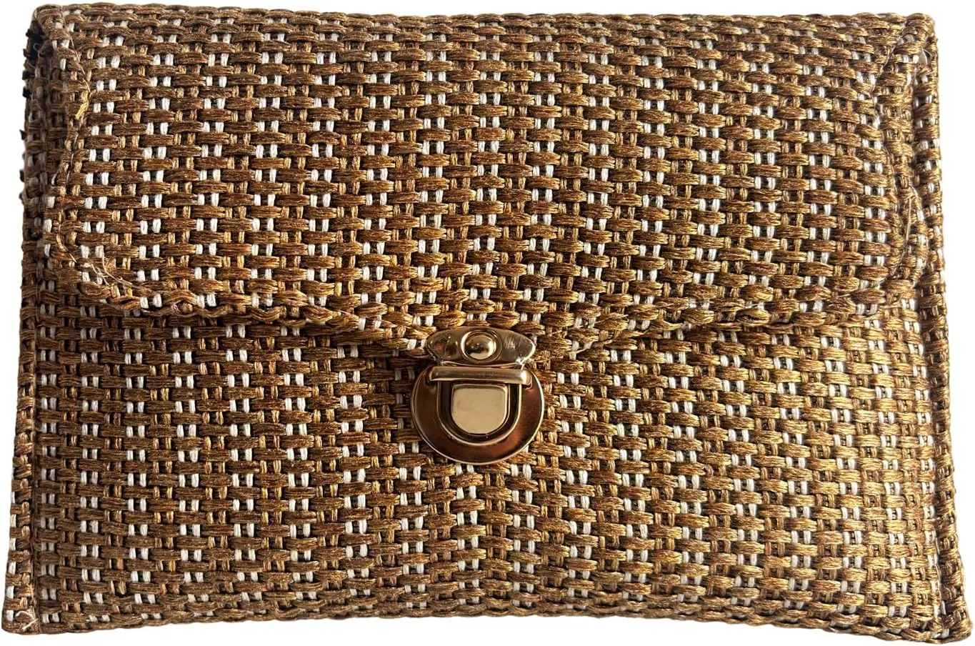 Elegant Woven Straw Envelope Bag Secure wicker with gold Chain Strap Clasp Stylish Summer Beach Clutch with Evening