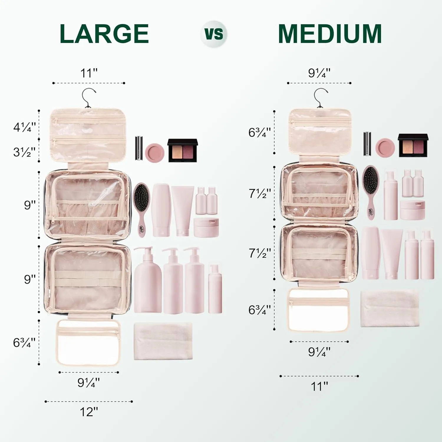 Everfun Hanging Travel Toiletry Bag for Women Traveling With Leakproof Compartment Makeup Cosmetic Organizer Dopp Kit Travel Accessories Essentials Must Have