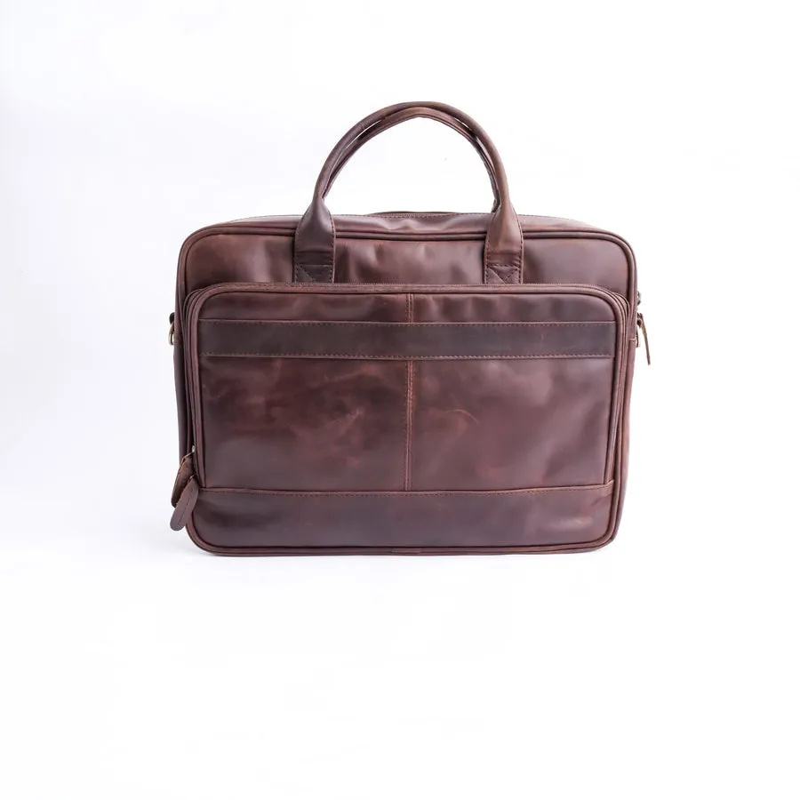 Everyday Companion Leather Laptop Bag-Vintage Midnight Brown