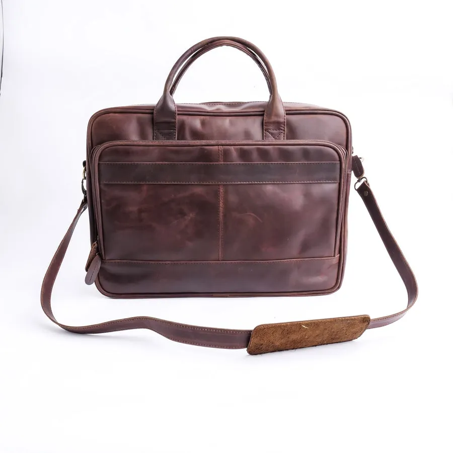 Everyday Companion Leather Laptop Bag-Vintage Midnight Brown