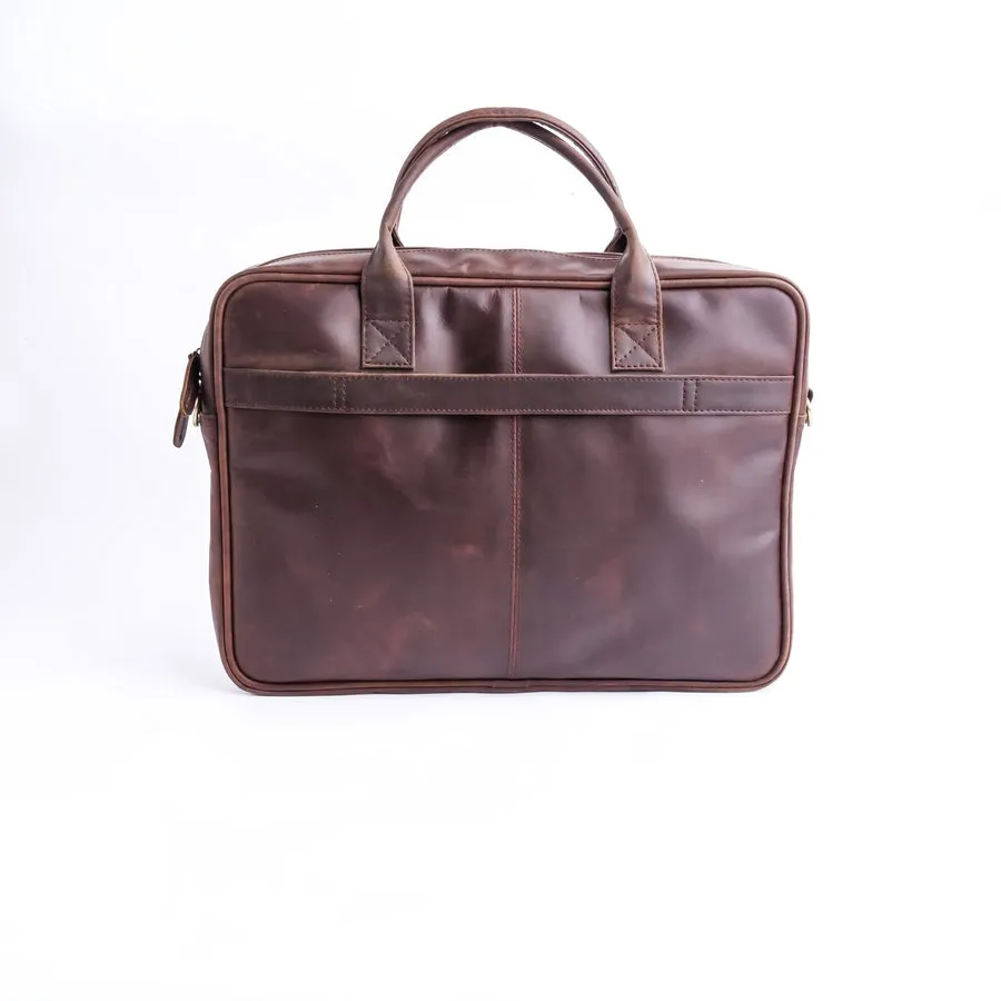 Everyday Companion Leather Laptop Bag-Vintage Midnight Brown