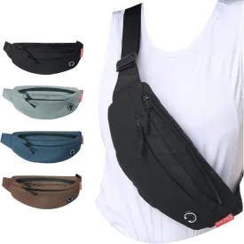 Fanny Pack for Men Women Crossbody, Waterproof Waist Pack Phone Holder with 4 Zipper Pockets Running Belt for Jogging Hiking Cycling Travel Fashion Adjustable Belt Bag (Black)