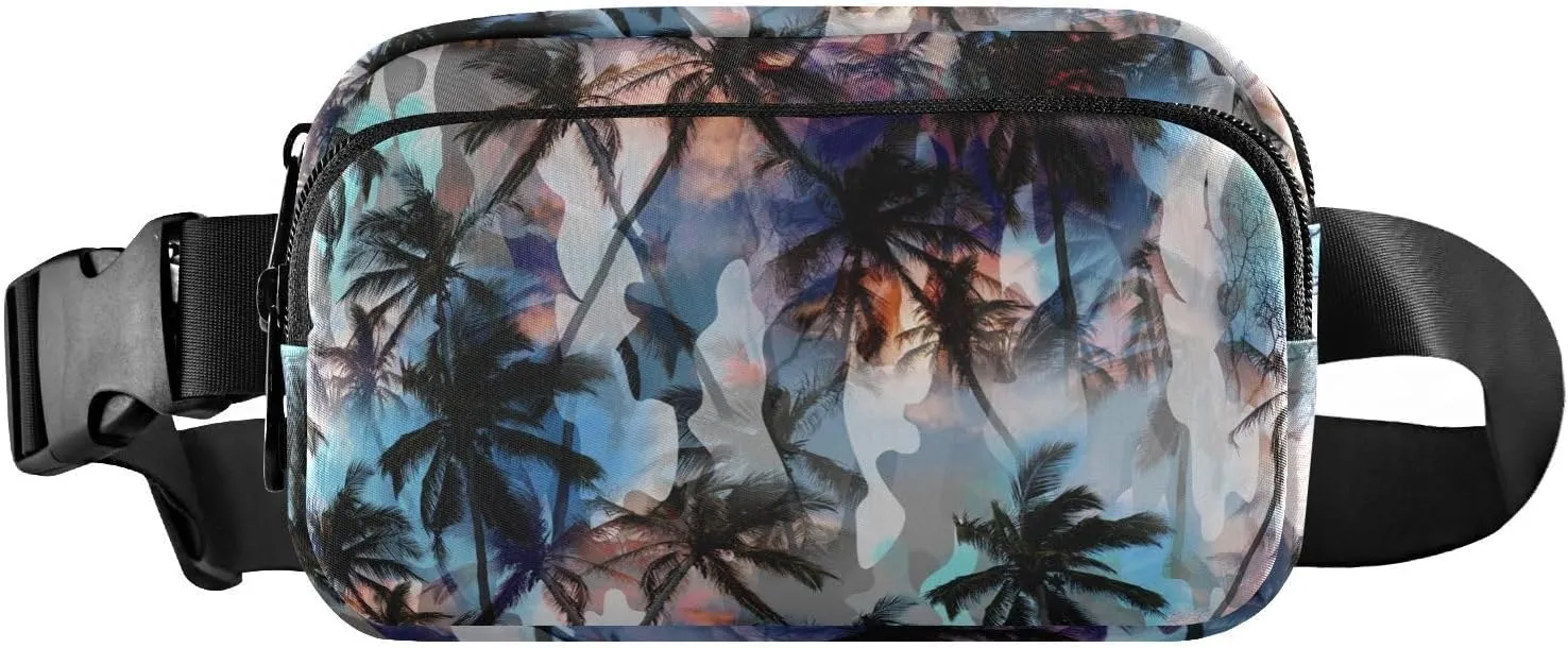 Fanny Pack Waist Bag for Men Women Tropical Palm Trees Crossbody Fashion Waist Packs Belt Bag with Adjustable Strap for Traveling, Hiking, Jogging, Cycling