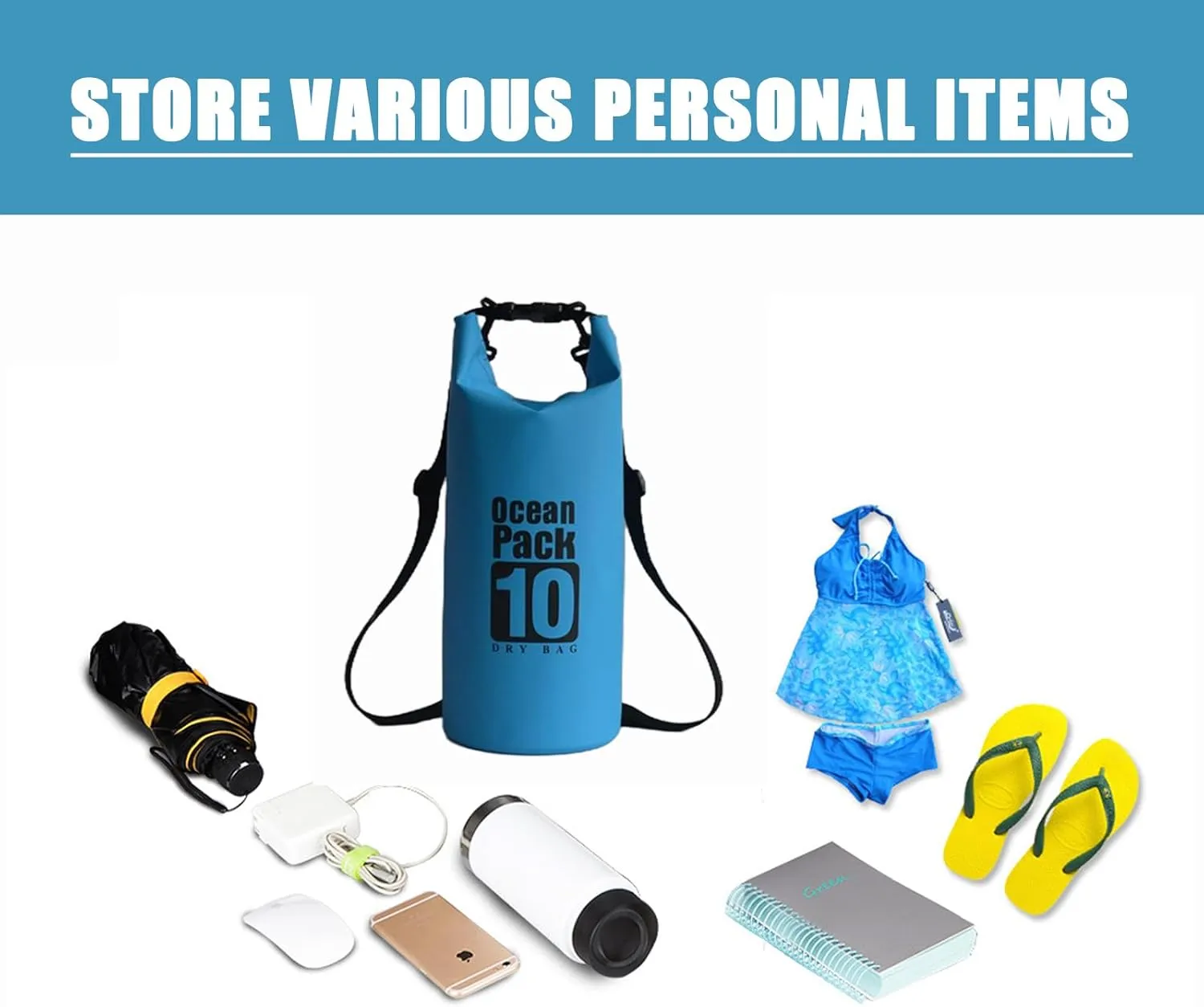 Floating Waterproof Dry Bag Backpack 5L/10L/20L, Roll Top Bag for Kayaking, Rafting, Boating, Swimming, Camping, Hiking, Beach, Fishing, Waterproof Beach Bag. (Yellow, 20L)