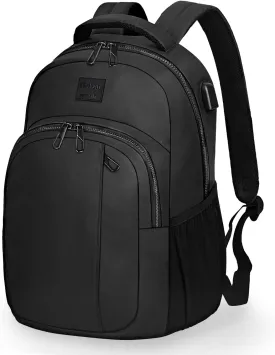 Goloni 15.6 Travel Laptop Backpack with USB Charging Port, Men Man Women Back Pack,Work,Casual College,High Schol Book Bag for Teens Lightweight Waterproof Casual Notebook Bag,Black