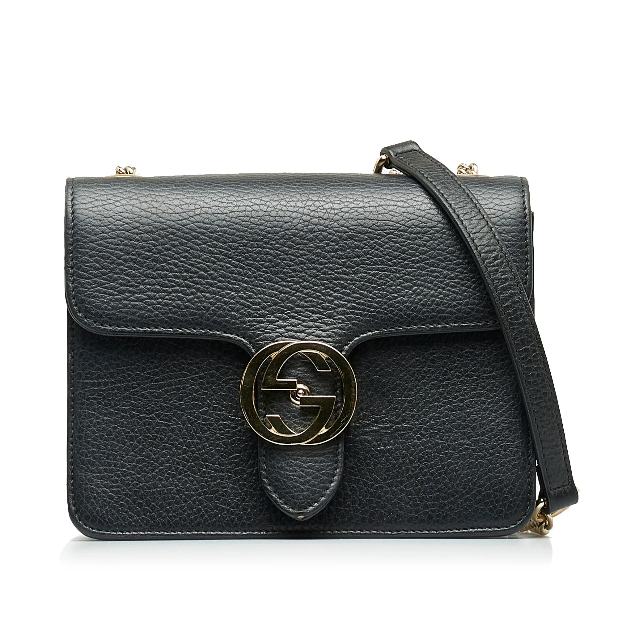 Gucci Interlocking G Black Dollar Calfskin