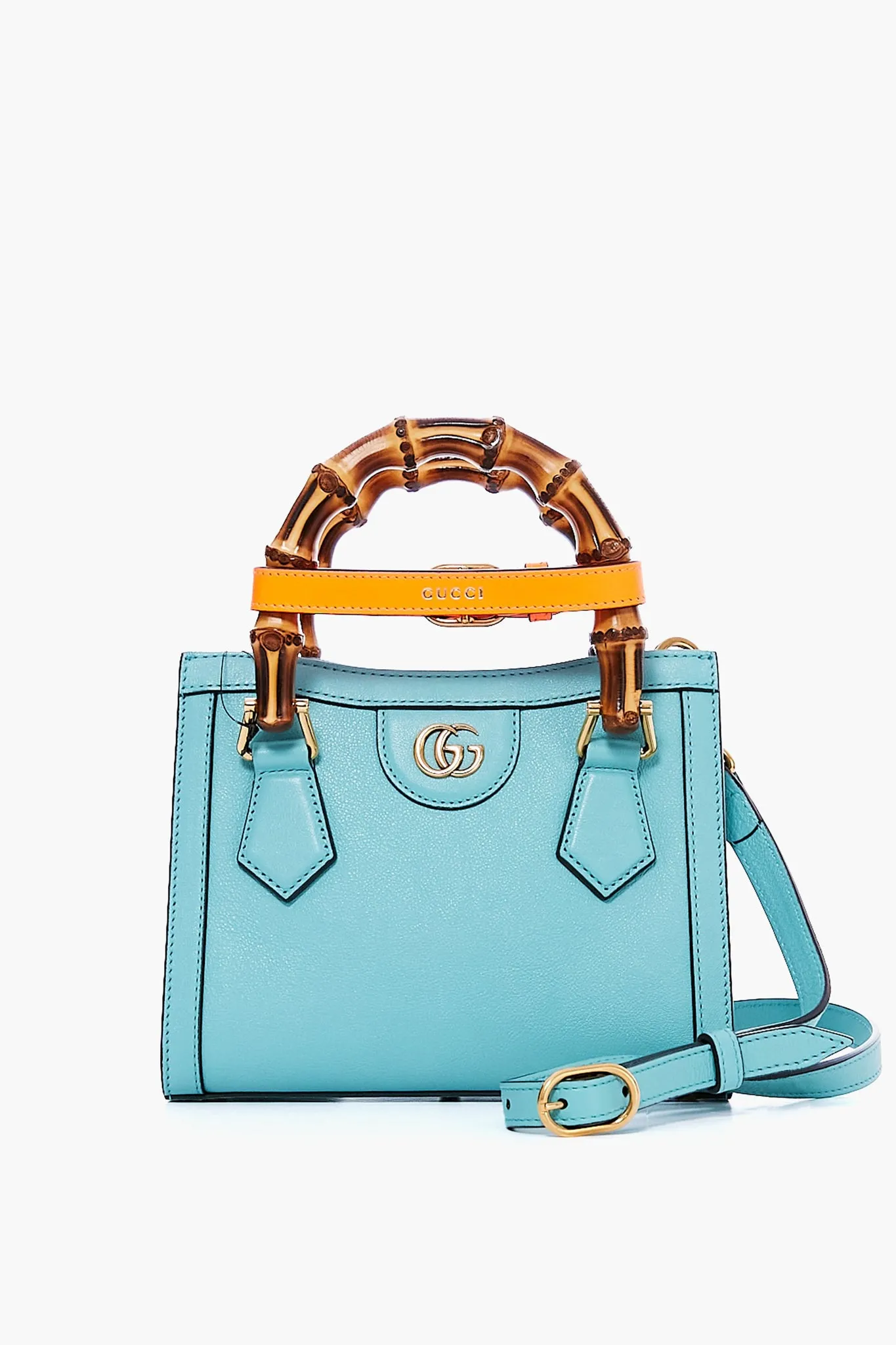 Gucci Light Blue Leather Diana Mini Tote Bag