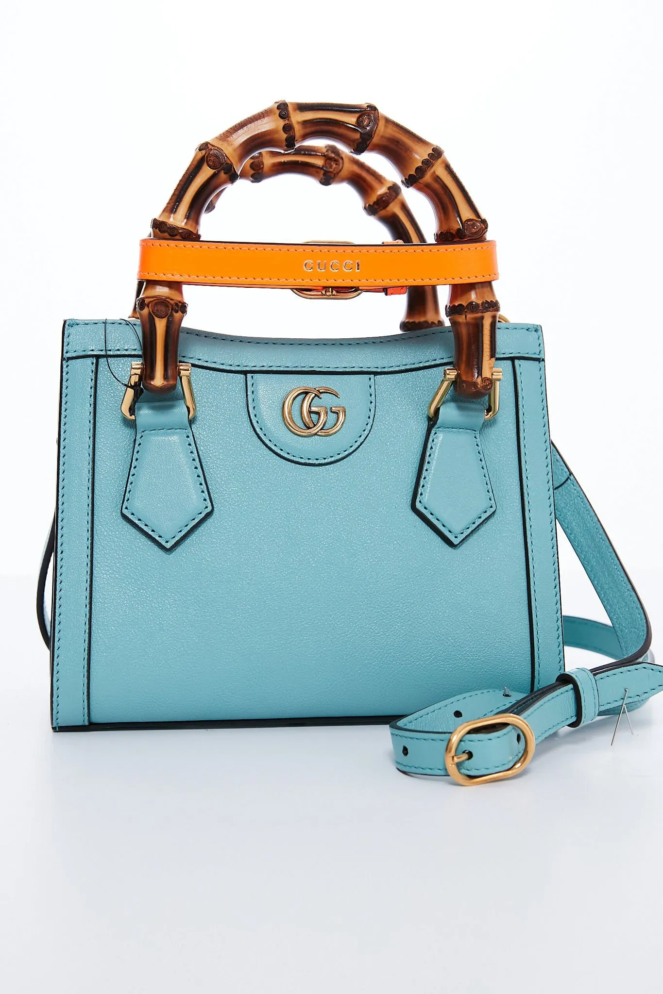 Gucci Light Blue Leather Diana Mini Tote Bag