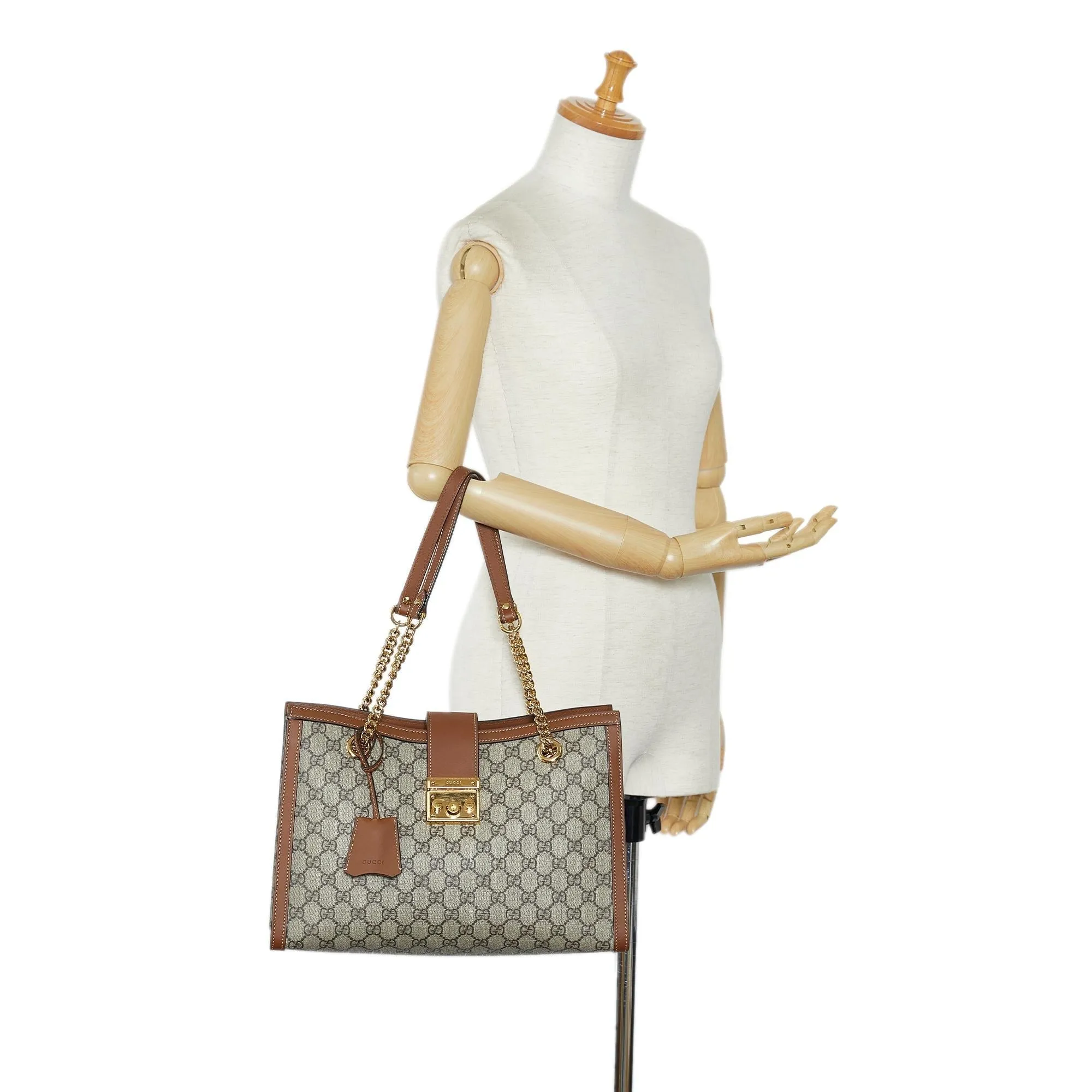 Gucci Medium GG Supreme Padlock Tote Bag (SHG-OWy58p)