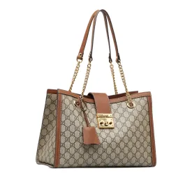 Gucci Medium GG Supreme Padlock Tote Bag (SHG-OWy58p)