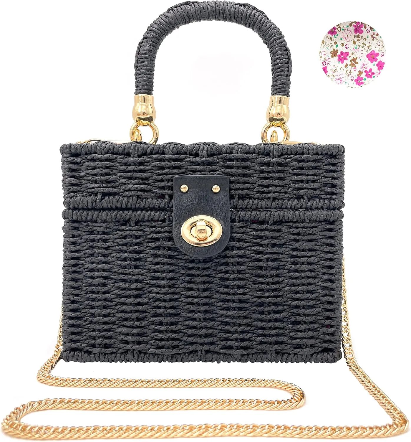 Handwoven Rattan Bag for women-Wicker Woven Square Crossbody vintage Chic Casual Beach Boho Tote Bag with tassel Ornaments