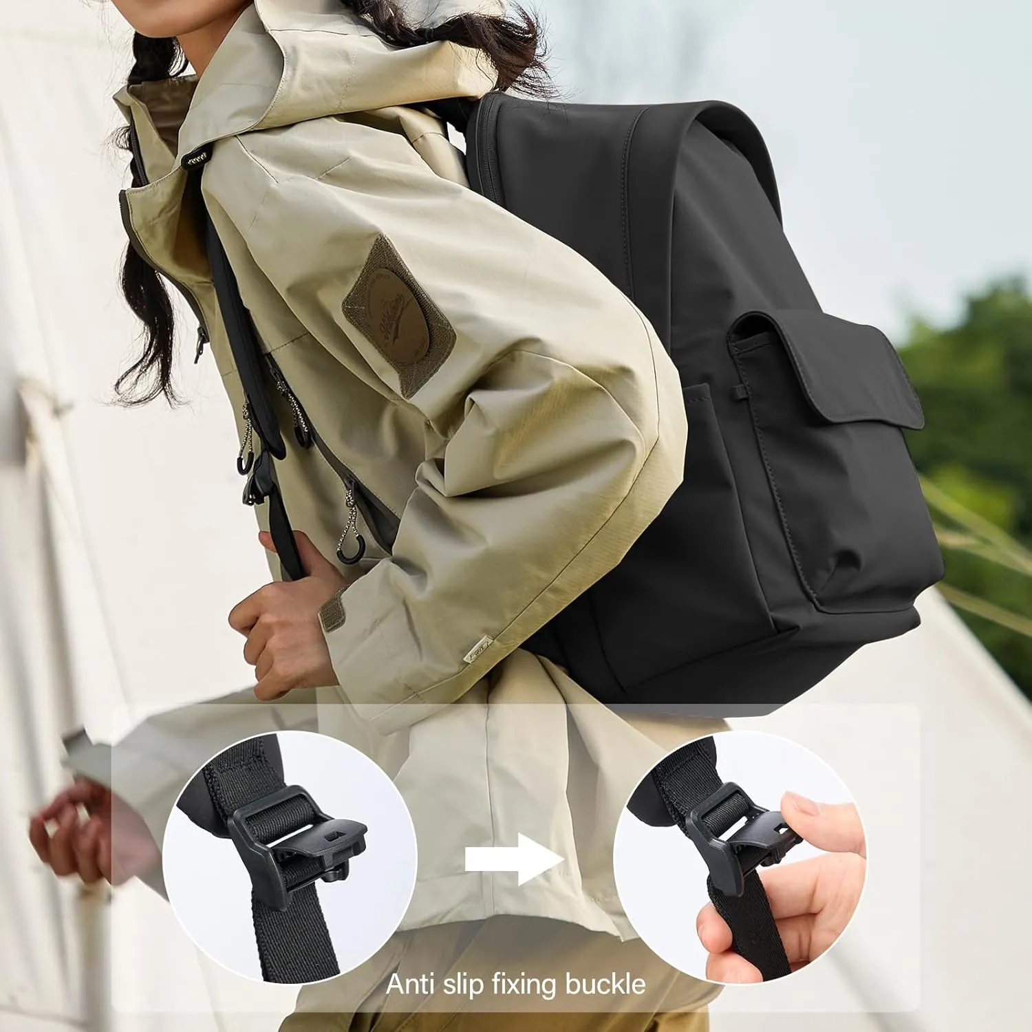 Hanke Casual Backpacks Travel Backpack for Women & Men, Lightweight Carry On Backpack for Work, Hiking wiht Unique Comfort Design (Iris Black)