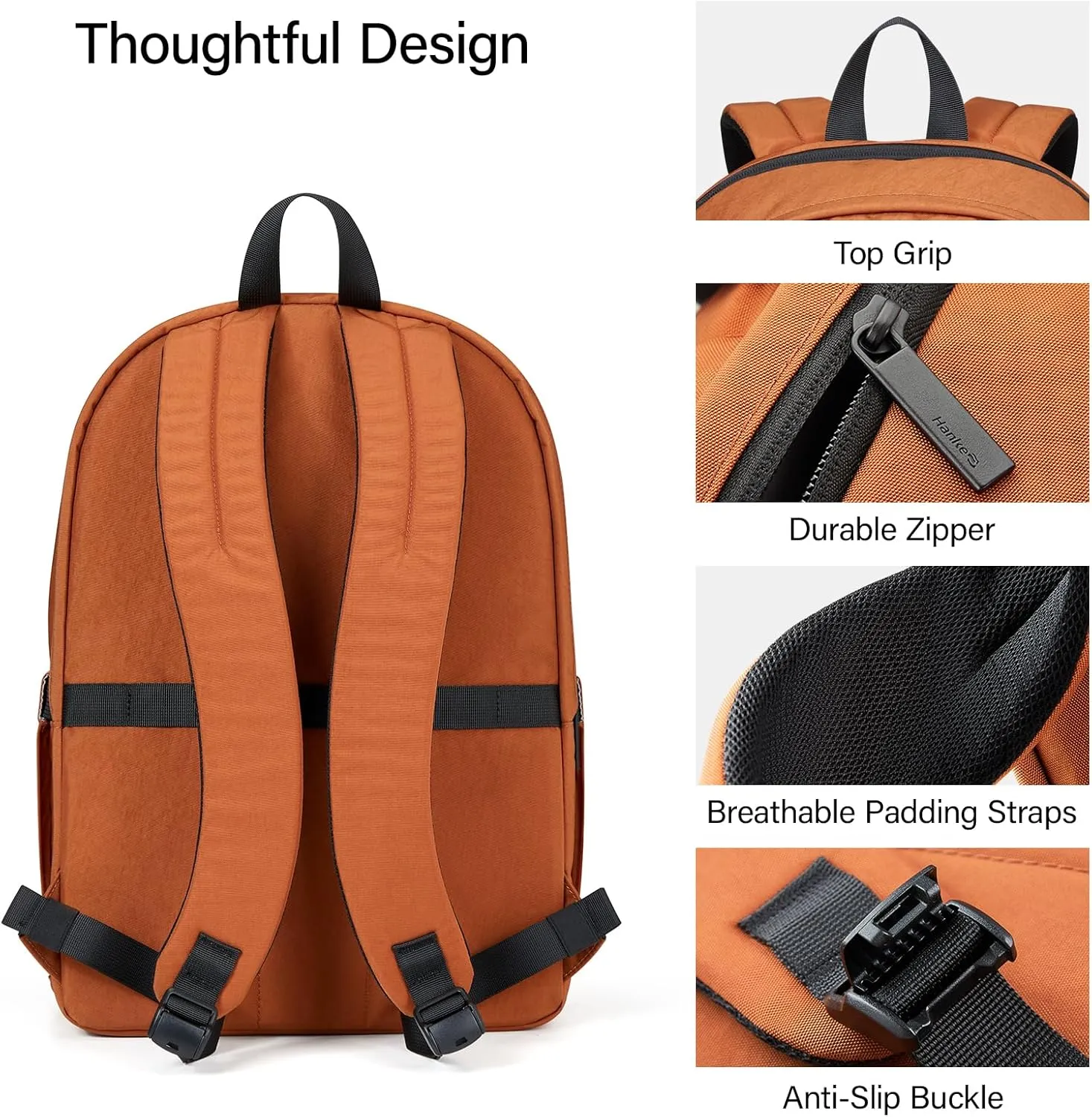 Hanke Travel Backpack for Women, Lightweight Personal Item Backpack, Carry On Backpack for Women, Airline Approved Work Backpacks Woman Casual Daypack (Reddish Brown)