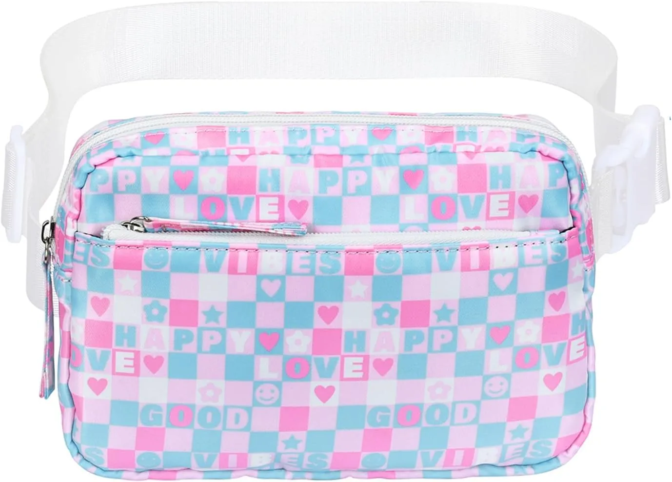 HDE Belt Bag 2L Fanny Pack Cross Body with Adjustable Strap Travel Waist Pack - Good Vibes