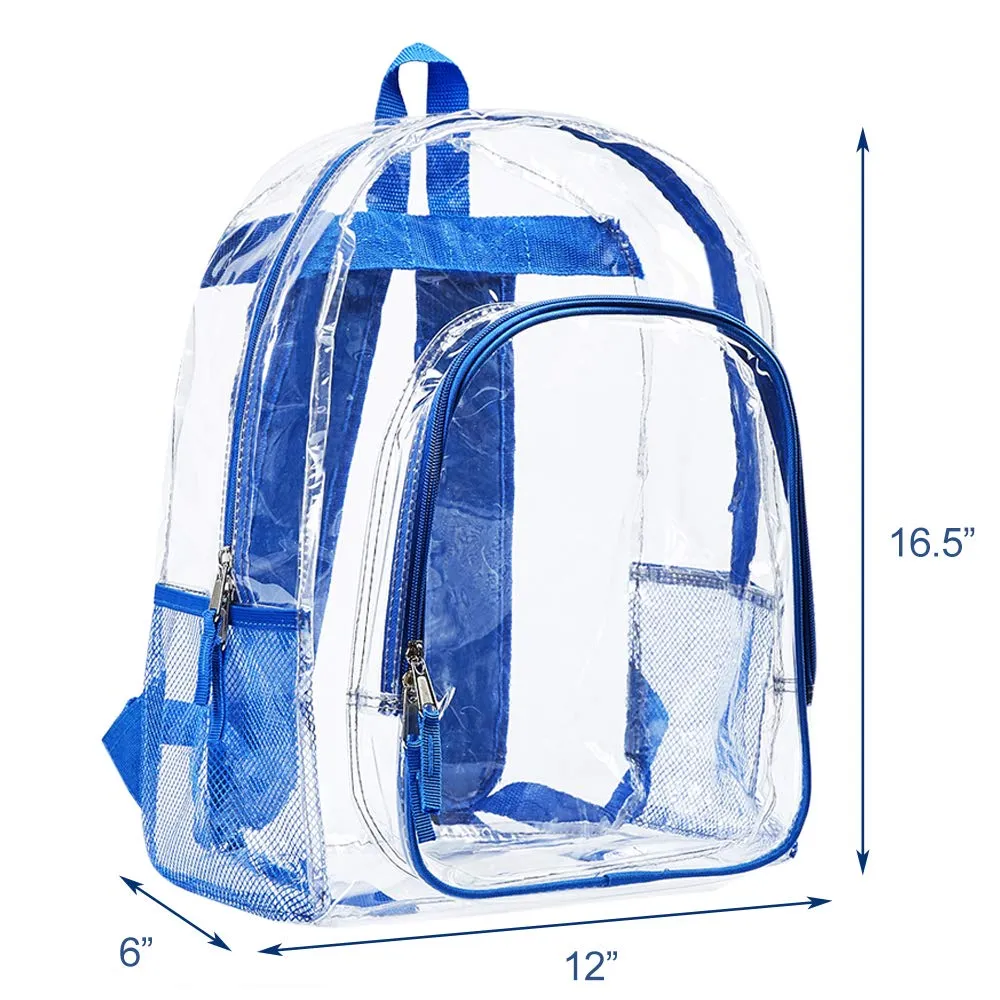 Heavy Duty Clear Backpack,Transparent Cold-Resistant Vinyl Adjustable Straps Backpack for Work(Blue)