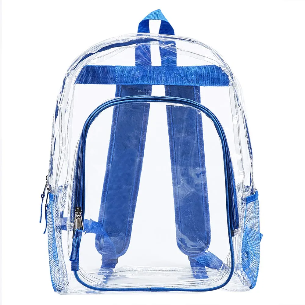 Heavy Duty Clear Backpack,Transparent Cold-Resistant Vinyl Adjustable Straps Backpack for Work(Blue)