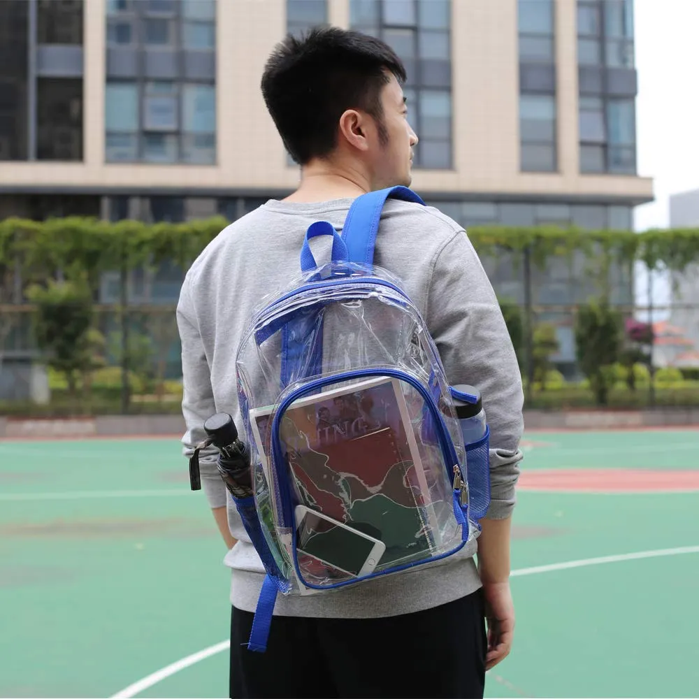 Heavy Duty Clear Backpack,Transparent Cold-Resistant Vinyl Adjustable Straps Backpack for Work(Blue)