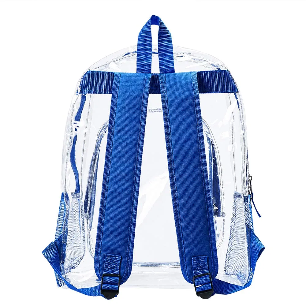 Heavy Duty Clear Backpack,Transparent Cold-Resistant Vinyl Adjustable Straps Backpack for Work(Blue)