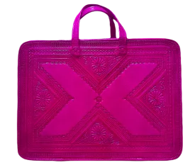 Heritage Portfolio Briefcase - Fuchsia - Triangles