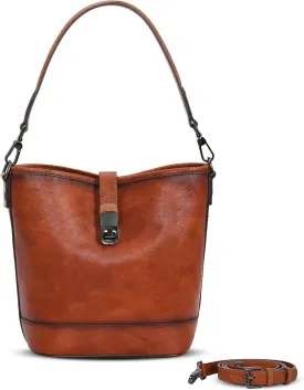 HESHE Leather Crossbody Bags for Women Designer Shoulder Purse Hobo Handbags Bucket Purse Everyday