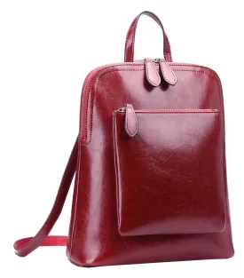 Heshe Women's Vintage Leather Backpack Casual Daypack for Ladies and Girls (Wine-R)