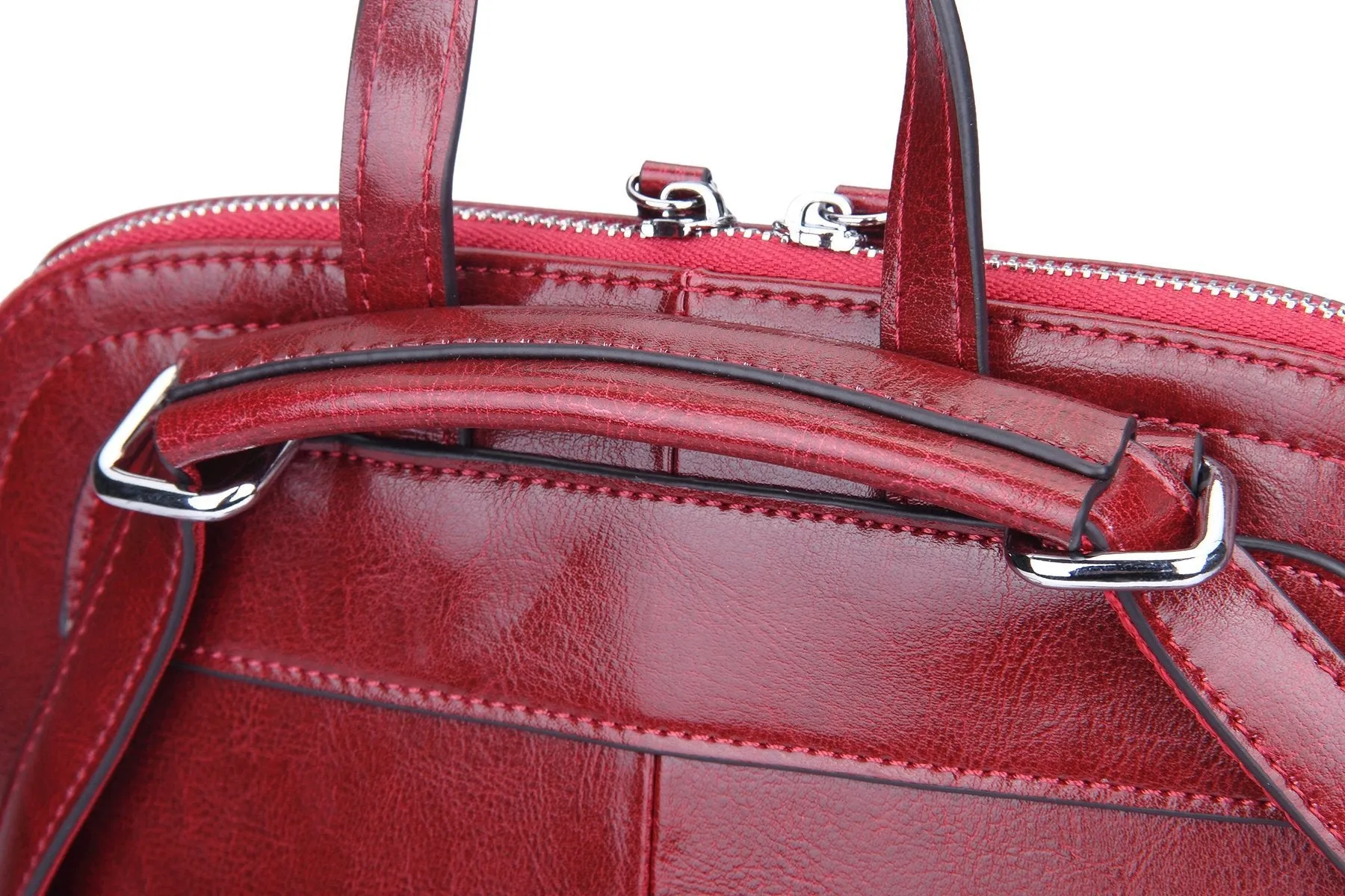 Heshe Women's Vintage Leather Backpack Casual Daypack for Ladies and Girls (Wine-R)