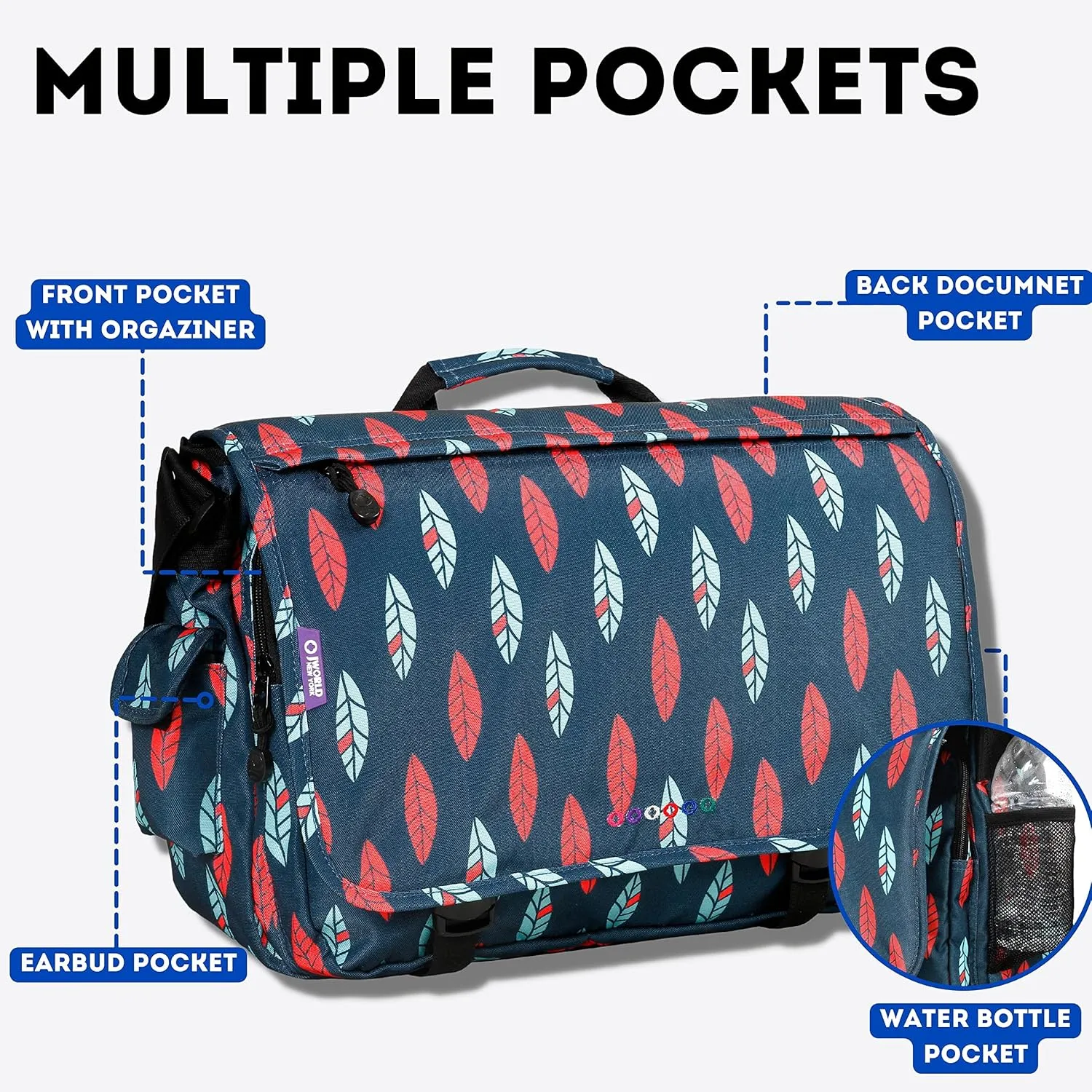 J World New York Thomas Laptop Messenger Bag for Women & Men. Kids Computer Bookbag