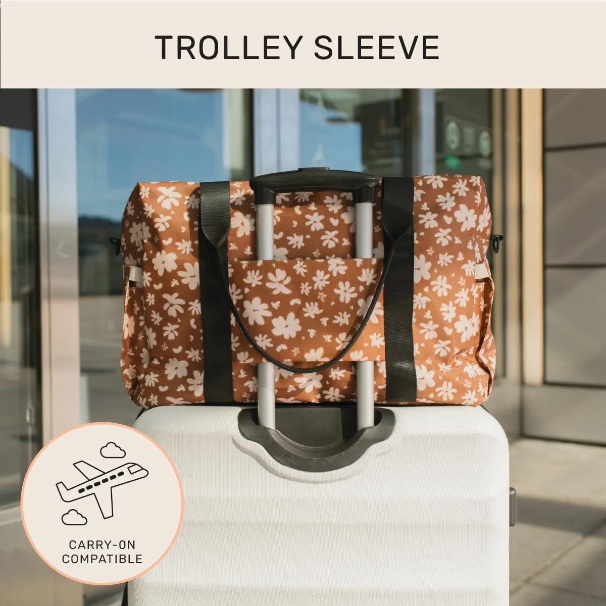 Jadyn Austin Carry-On Travel Duffel Bag for Women, 18 Weekender Bag with Laptop Sleeve, Durable Material, and Trolley Sleeve, Ideal for Work, Gym, and Overnight Trips (Terracotta Blossom)