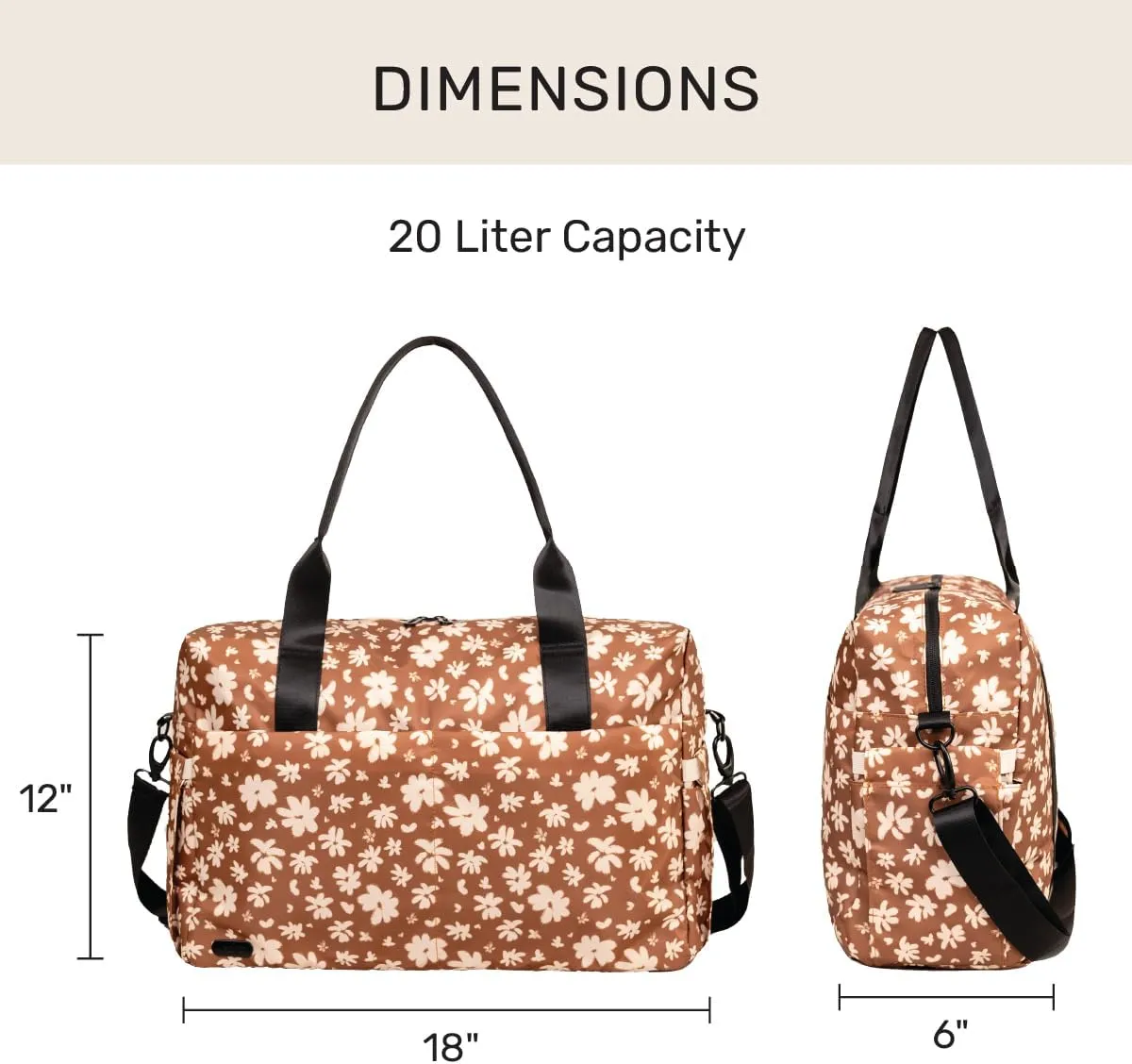 Jadyn Austin Carry-On Travel Duffel Bag for Women, 18 Weekender Bag with Laptop Sleeve, Durable Material, and Trolley Sleeve, Ideal for Work, Gym, and Overnight Trips (Terracotta Blossom)